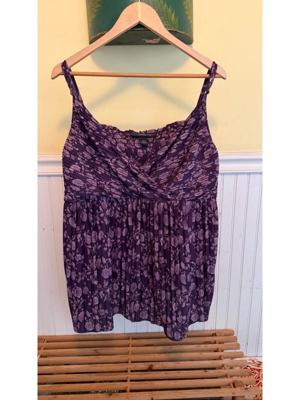 Venezia Purple Floral Sleeveless Empire Waist Plus Size Blouse 18
